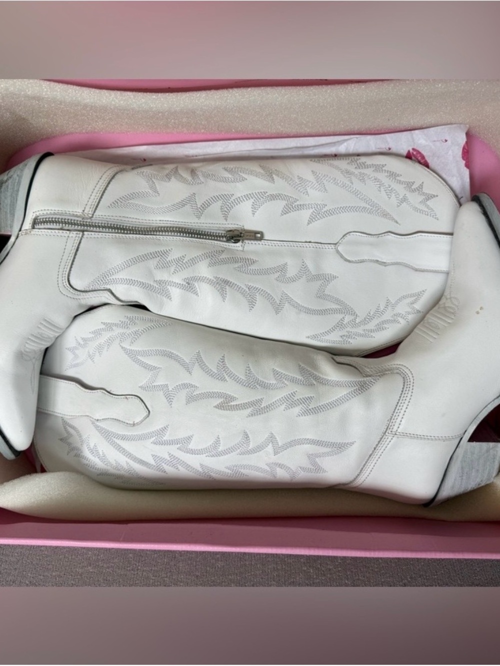 White Embroidered Western Boots